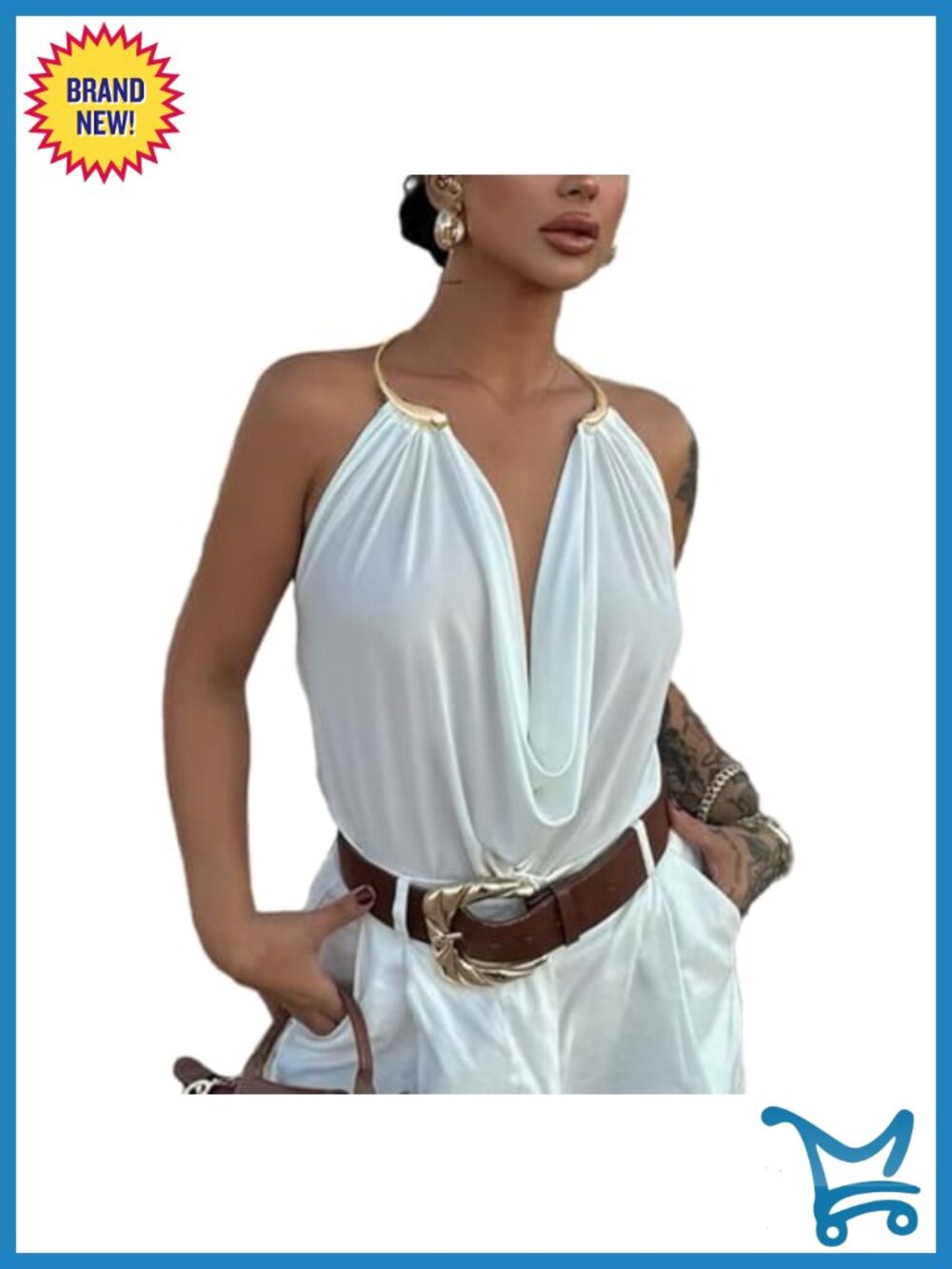 Sexy Deep V Neck Halter Backless Crop Top Ruched Bodycon Stretchy Club Top